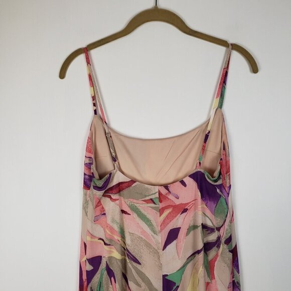 Wayf Mesh Slip Dress NWT Midi Pink Purple Abstract Tropical Tank Sun Size Medium - Picture 5 of 9